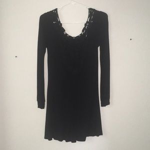 Black Lace Neckline Dress